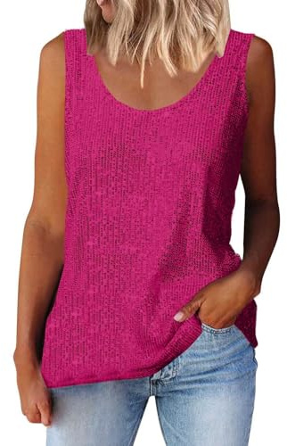 Damen Glitzer Tank Top Schwarz Ärmellose Unterhemden Mit Pailletten Festliche Oberteile Elegant Läsiges V-Ausschnitt Oberteil Blusentop Party Tunika Glitzerbluse Locker Damentops Weste Hellrosa Xxl