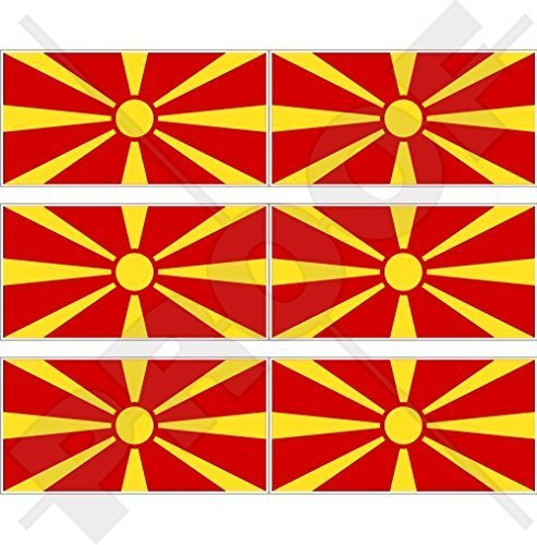 FYROM Ehemalige jugoslawische Republik Mazedonien Flagge 40mm Mobile, Handy Vinyl Mini Aufkleber, Abziehbilder x6 Stickers