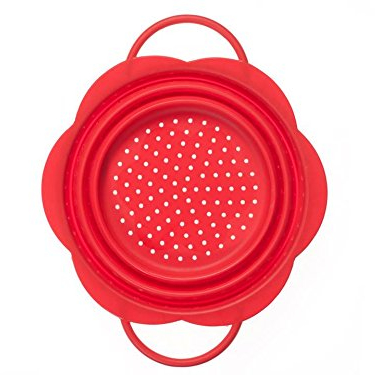 Kochblume Faltsieb L | Premium-Silikon | Hitzebeständig | Spülmaschinenfest | Platzsparend | Farbe: rot