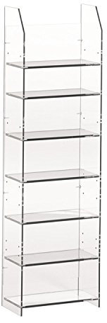 Hochwertiger Acryl-Glas CD BLU-RAY DVD Ständer/CD BLU-RAY DVD Regal, transparent, variable Fachhöhen, mit Rückwand, Außenmaße B32 x H110 x T17 cm, Acryl-Glas-Stärke 8 mm