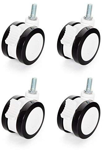 RICOO 4x Möbelrollen mit Bremse Rollen für Möbel 75mm Klein Lenkrollen mit Gewinde M12 - WMZ001 Kunststoff Schwenkrolle zum Einschrauben mit Feststeller