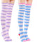 LittleForBig Cute Coral Fleece Thigh High Long Striped Socks 2 Pairs - Purple/Blue