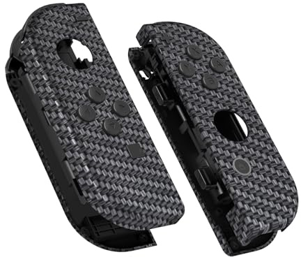 eXtremeRate Carcasa para Nintendo Switch & OLED Joycon Funda de Agarre Reemplazo Shell con Botones Teclas para Nintendo Switch Joycons y OLED Versión No Incluye Carcasa de Consola(Fibra de Carbono)