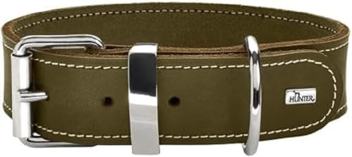 HUNTER AALBORG SPECIAL Hundehalsband, Leder, strapazierfähig, komfortabel, 65 (L), oliv
