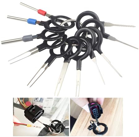 CESFONJER 11 Stk KFZ Kabel Stecker Ausbau Werkzeug Terminal Steckverbindung Demontage Entriegelungswerkzeug für Flach- und Rundsteckkontakte