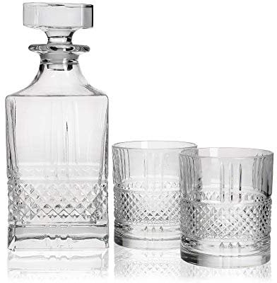 Maxwell & Williams JQ0007 Verona Whisky Gift Set with Cut Crystalline Glass Tumblers and Decanter in Box, 3 Pieces