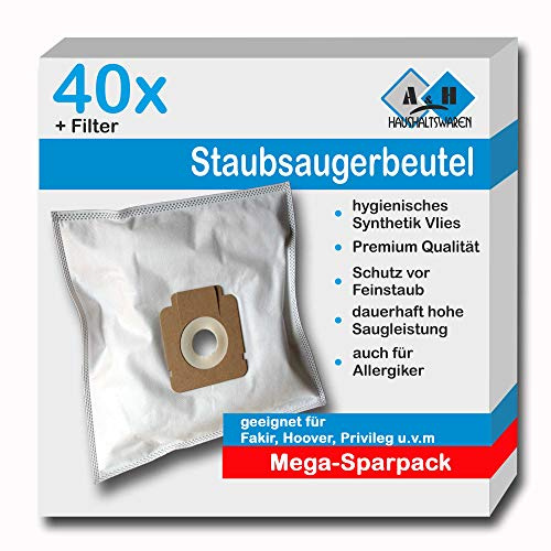 40 Staubsaugerbeutel geeignet für Fakir Avant/Plus A 91 EL, E 100 E 112 E 115