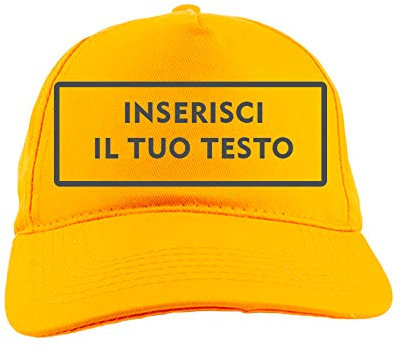 Cappello da Baseball Ricamato con Logo o Scritta Personalizzata - Giallo