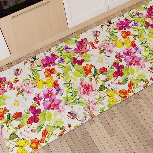 PETTI Artigiani Italiani - Tappeto Cucina Passatoia Cucina Antiscivolo e Lavabile 52x100 cm Disegno Farfalle 100% Made in Italy