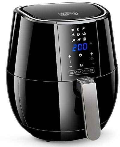 Black+Decker BXAF3500E - Friggitrice ad aria digitale senza olio, 1500W, 3,5L, -99% di grassi.Frigge,arrostisce,cuoce in forno e riscalda. Pannello digitale e touch. Antiaderente