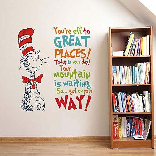 Runtoo Wandtattoo Sprüche Dr Seuss Wandsticker Kinderzimmer Wandaufkleber Babyzimmer Lesezimmer