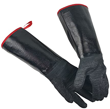 TUNGTAR BBQ Gloves 14 Inches,932℉,Heat Resistant-Smoker, Grill, Cooking Barbecue Gloves, to Handling Heat Food Right on Your Fryer,Grill,Oven, Waterproof, Fireproof, Oil Resistant Neoprene Coating(M)