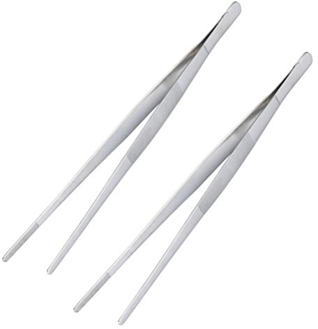 Cabilock 2pcs BBQ Cooking Sandwich Tongs Chicken Meat Pasta Chicken Picker Fishbone Food Clamp Tongs Buffet Tong Fruit Tongs Fish Bone Puller Hair Remover Metal