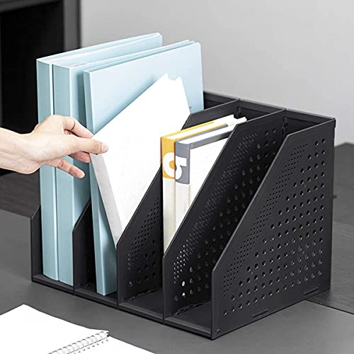 ITODA Dokumentenablage A4 Schreibtisch Organizer 4 Fächer Schreibtischablage Faltbar Buchstütze Erweiterbar Dokumentenhalter Büro Ablagesystem Dokumente Zeitschriften Stehsammler Tisch Ordnungssystem