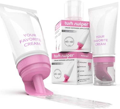Eli & Ali Tush Swiper - Diaper Cream Applicator Fits Most Creams, Pink 2pk | Hands Free Diaper Rash Cream & Butt Paste Applicator, Mess-Free Travel Ready & Hygienic Alternative to Diaper Cream Spatula