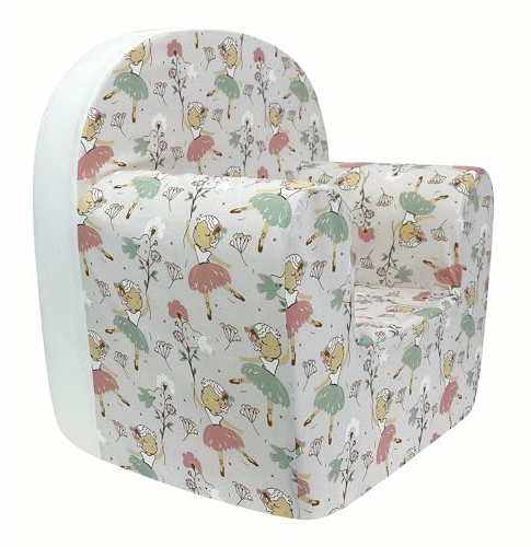 baby idea Fauteuil Bébé 100% Coton Housse Déhoussable Rembourrage Amélioré Haute Densité Léger Confortable Fauteuil Enfant Idéal pour Chambre Enfant - Fait en Italie Fée Rose 33P x 42L x 50H cm