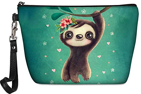 chaqlin Kosmetiktasche, tragbar, für Damen, Make-up, Dackel, multifunktional, Faultier Baby Grün, Taille Unique, Kulturbeutel