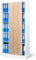 Jan Nowak Armoire de Bureau SD001 Armoire Métallique à Portes coulissantes tôle d'acier étagères revêtement en Poudre verrouillable 185 cm x 90 cm x 40 cm (Blanc/Imitation Bois)