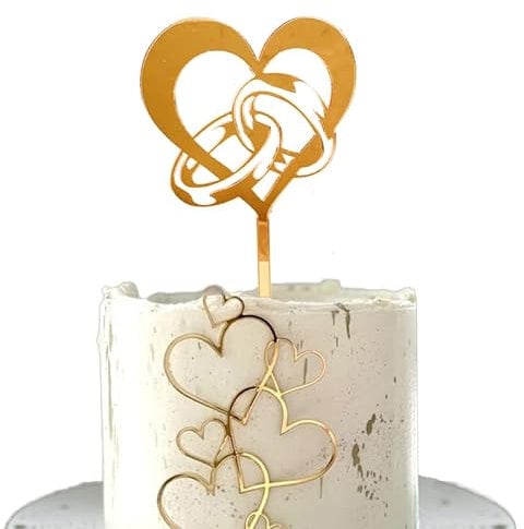 Goldenes Cake Topper Tortendeko Set, Acryl Glitter Cupcake Topper Herze Tortenaufsatz Cake Topper Kuchen Deko für Geburtstag Hochzeit Wedding Party Feier