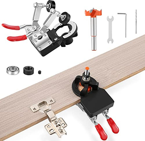 Charnière Perforatrice de 35 mm, Guide De Forage Trou Charnière Trouver Un Jig Outil, verrouillage précis pour le travail du bois Dowel Gauge de forage Locator pour
