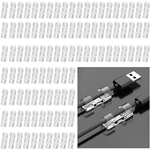 Brelet 100 PCS Cable Clips, Finisher Wire Clamp,Wall Cable Clips,Cable Holder Transparent,Clear Cable Clips,Clear Self Adhesive Clips,Fits Most Wires, Small Size and Space Saving(Transparent)