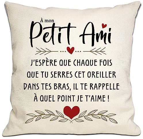 Cadeau pour petit ami J'espère qu'à chaque fois que tu serres ce coussin dans tes bras, il te rappelle à quel point je t'aime Housse de coussin Anniversaire Saint-Valentin Cadeau de Noël(petit ami)