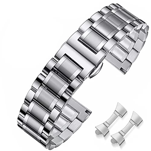 HEYOZURY Uhrenarmbänder für Uhr mit Geraden und Gebogenen Ende 16mm,18mm,19mm,20mm,22mm,24mm Metal Ersatzband Armbänder für Herren/Damen