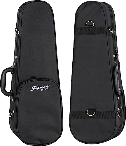 Shaman Softcase für Sopran-Ukulele - Leichtkoffer - Maximale Innenmaße (LxBxH): 58,5 x 18 x 7,5 cm - Geformter Hartschaum - Innenfach und Außentasche - Inklusive abnehmbarem Schultergurt - Schwarz