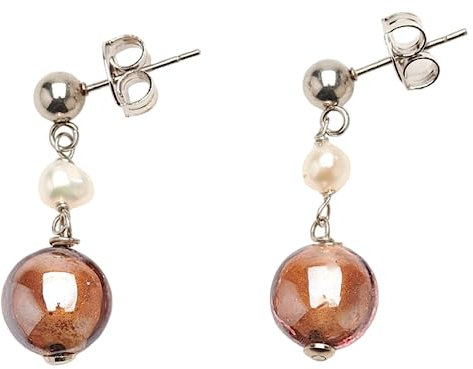 OR608A33 Damen-Ohrringe aus Muranoglas, antike Venezianische Murrina, LUNGA, Glas, Glas