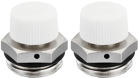 PATIKIL 1/2 BSP Macho Rosca Manual Radiador Aire Ventilación Válvulas, 2 Paquete Níquel Chapado Latón Tapón Válvula No Necesita Llave para Radiador Calentador, Plata Blanco