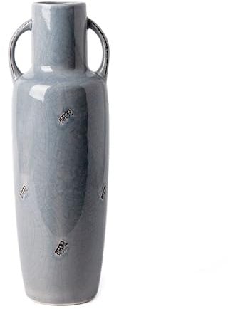 VICTOR & TERESA Vaso alto per fiori, vintage blu da pavimento per erba della pampa, grandi vasi decorativi per camino, soggiorno, centrotavola, decorazione per la casa, regali di San Valentino per lei
