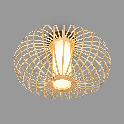 BRILONER - Lampada da Soffitto in Bambù per Soggiorno, Plafoniera in Legno, Boho, Decorazione Camera da Letto, Attacco E27, 40 cm