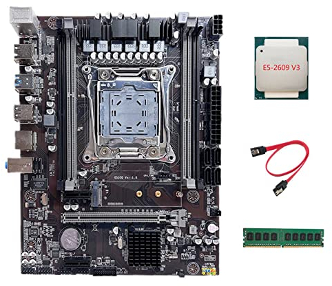 Oikabio Scheda madre X99 LGA2011-3 Supporto scheda madre del computer DDR4 ECC RAM con CPU E5 2609 V3+DDR4 4G 2133 Mhz RAM+ SATA