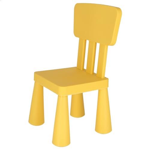 WELL HOME MOBILIARIO & DECORACIÓN Gelber Kinderstuhl aus starkem und widerstandsfähigem Kunststoff, L:38 cm x T:35 cm x H:67 cm