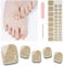 Foyute Semi Cured Gel Nail Strips 32 Pcs,Toenail Wraps Soft Self-Adhesive Gel Pedicure Stickers Salon-Quality,Long Lasting,Easy to Apply & Remove,with Nail File & Wooden Cuticle Stick