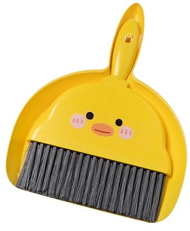 Small Broom and Dustpan Set,1pc Dust Pan and Brush Set,Cute Little Yellow Hand Mini Broom and Dustpan Set,Small dust pan Mini for Tabletop Debris,Keyboards&Clean Pet Cages Guinea Pig Cage(Chick)