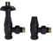 NRG Traditional Antique Angled Central Heating Radiator Valve 15mm Thermostatic Lockshield Valves Black
