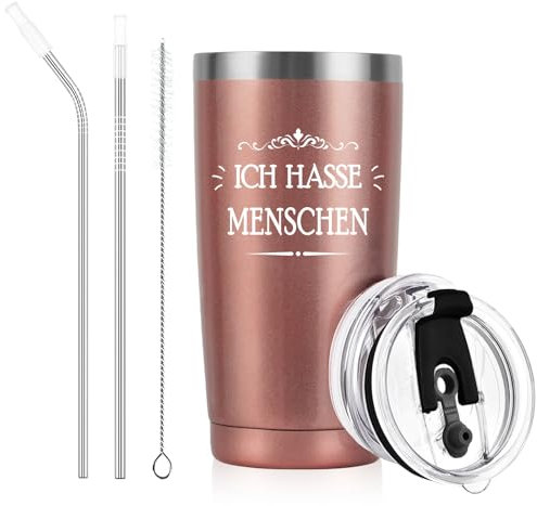 Livole Frauen Geschenk Lustig, Beste Freundin Geschenke, Lustige Tasse für frauen, Schwester, Frau zum Geburtstag, Ich Hasse Menschen Tasse, 20oz 600ml Doppelwandig Isolierter Camping Kaffee Becher