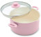 GreenLife 6QT Ceramic Nonstick Stockpot with Glass Straining Lid, PFAS & PFOA-Free, Dishwasher Safe, Stay-Cool Handles, Oven Safe to 350°F, Wobble-Free Base, Even Heating, Pink