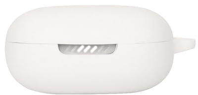 fxwtich Buckle Design Earphone Case Shockproof Silicone Earphone Case for Jbl Live Flex Anti-Drop Anti-Fingerprint Travel Earbud Case Cover with Charging Hole White