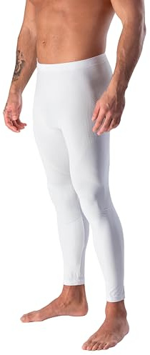 Risalti - Mallas térmicas transpirables, elásticas y sin costuras de microfibra para hombre – Made in Italy, blanco, Small-Medium