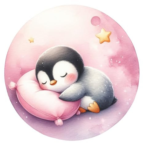 GRAZDesign Wandtattoo Babyzimmer Mädchen Baby Pinguin schlafend - Wandaufkleber Kinderzimmer Wanddeko selbstklebend - 30x30cm