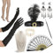 VFANDV 1920er Jahre Zubehör Set, 10 Stück 20er Jahre Kostüm Damen Charleston Kostüm Damen 20er Jahre Accessoires, Gatsby Accessoires Damen mit Flapper Stirnband Halskette Ohrringe