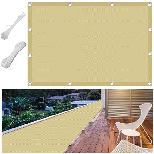 FlySoul Sonnenschutz Balkon Ohne Bohren 150x300cm Segeltuch Wasserdicht im Viele Größe und Farben, Schattierungsnetz inkl Befestigungsseile, UV-Schutz, Wetterfest für Garten Terrasse