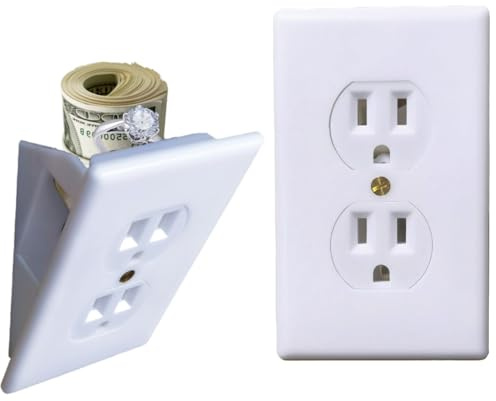 KUJOBUY Coffre-fort mural en plastique - Rangement secret - Prise électrique - Coffre-fort de dérivation - Coffre-fort mural caché - Compartiment secret - Boîte de sortie secrète - Porte-bijoux dans