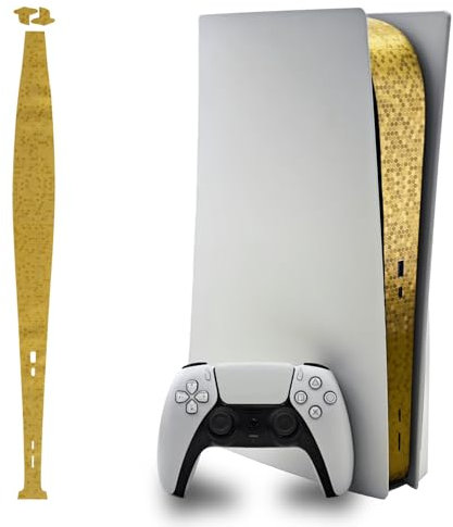 Luck&Link Haut Aufkleber für PS5 Konsole - Schutz Textur, Kratzfest, für Digital & Disc Edition (Waben-Gold, 2020)