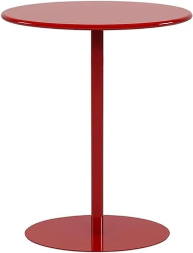 TONG TONG Freizeit Eisen Kunst Kreativ Sofatisch, Runder Moderner Beistelltisch Für Zu Hause, Beistelltisch Metall, Side Table Living Room (Rot)