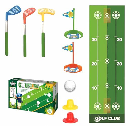 Bambini Mini Golf Club Set, Retractable Bambino Golf Set Con Mettere Mat, Indoor e Outdoor Sport Golf Giocattoli per Ragazzi Ragazze Età 3 4 5 Anni