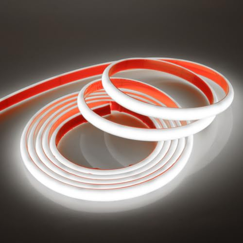 Wisada COB Neon Streifen 10m, 12V Wasserdichte IP68 Selbstklebendes Band, 320LEDs/m Superhell Flexibler Kaltweiß COB Neon LED Band, rot/weiss 2-adrig LED Lichterketten für Außen, Terrasse, Aquarium