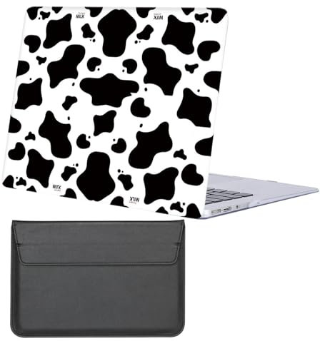 Laptop Hard Case Compatible with MacBook Air 15 Inch Case 2024 2023 Release A3114 A2941 with Liquid Retina Display & Touch ID, Plastic Hard Shell Case Cover & Sleeve Bag, Cow Print
